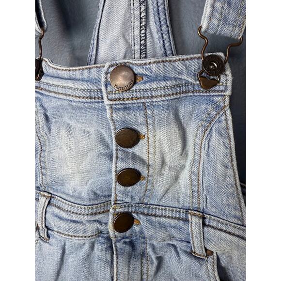 Tinseltown Jean Overalls Women's Size Small Light Wash Acid Wash Low Straps Y2K - Picture 4 of 11